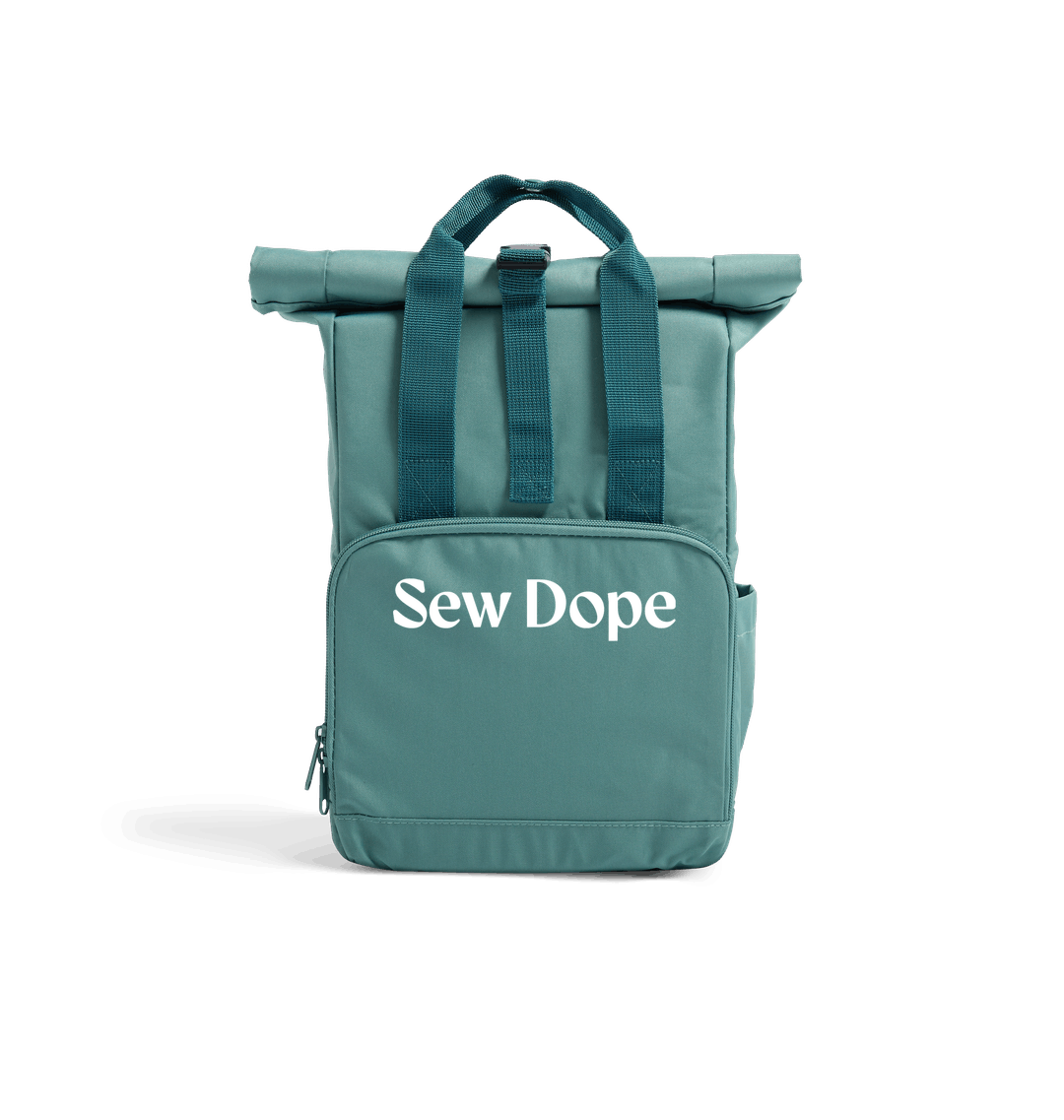 Sew Dope 'Mini' Roll-Top Backpack-Sage Heat Transfer Bag Front-Built for a Circular Future