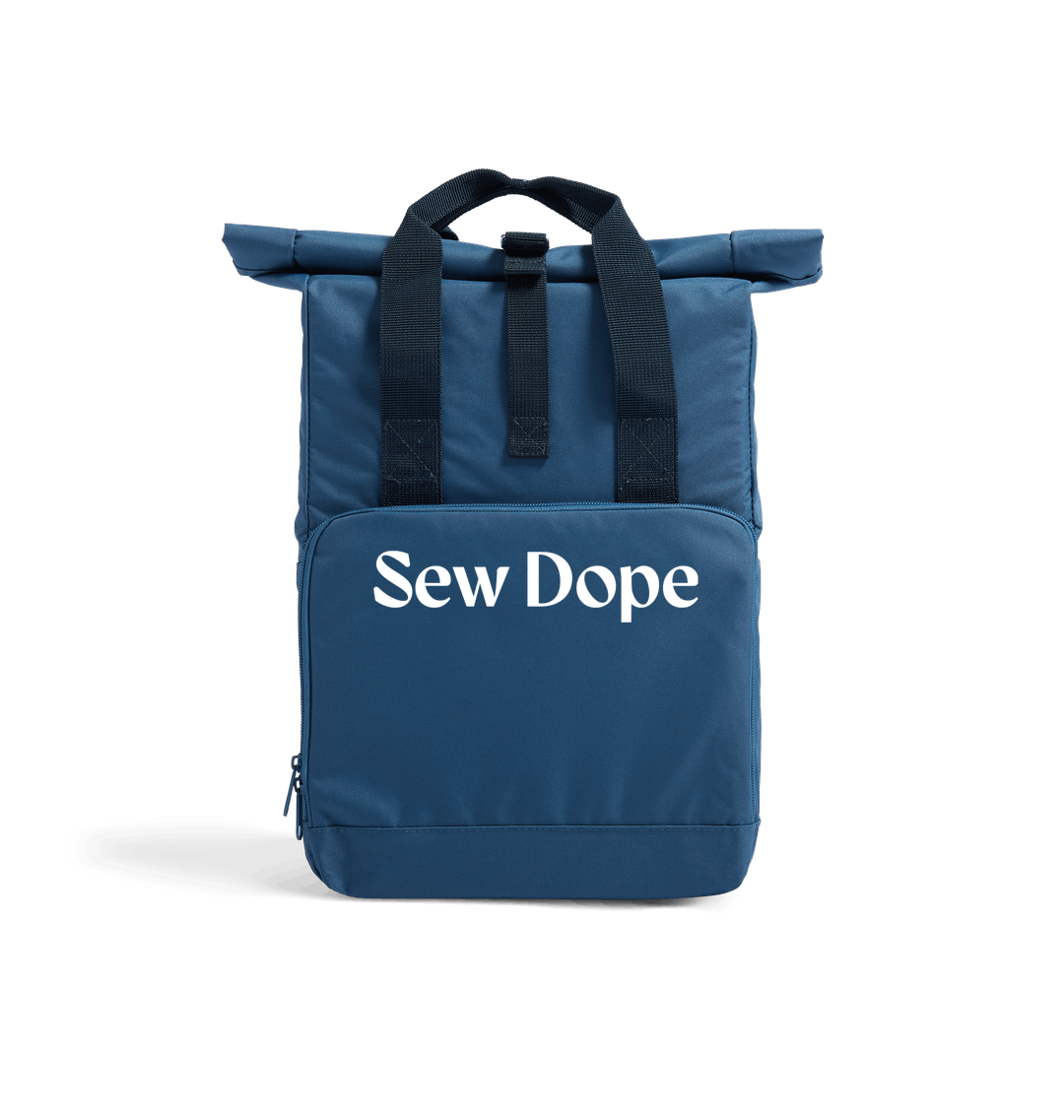 Sew Dope Roll-Top Backpack-Airforce Blue Heat Transfer Bag Front-Built for a Circular Future