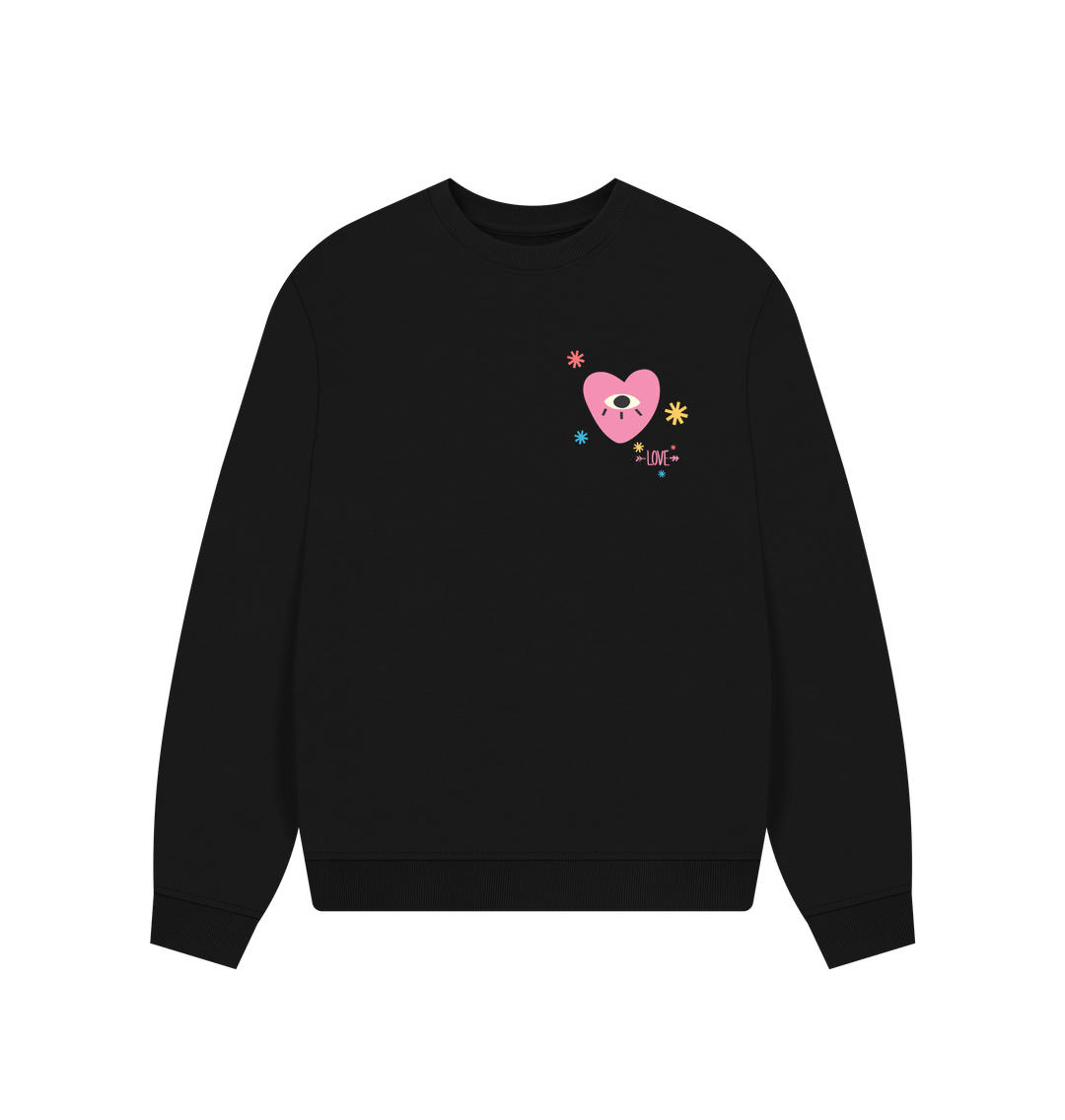 Black Printed Sweater Front