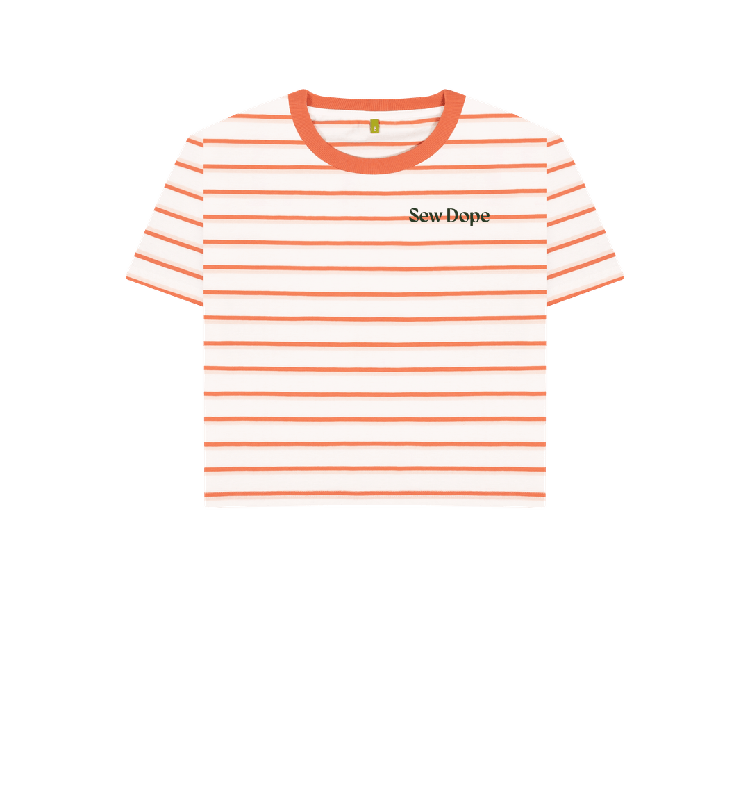 Coral Stripes Classic Coastal Striped Organic Cotton Tee