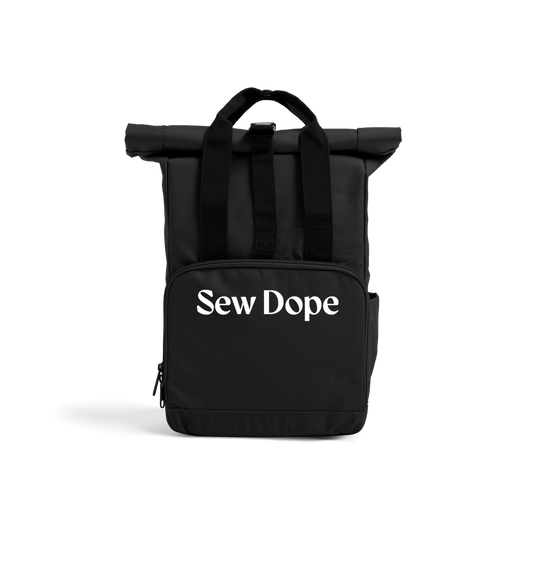 Sew Dope 'Mini' Roll-Top Backpack-Black Heat Transfer Bag Front-Built for a Circular Future