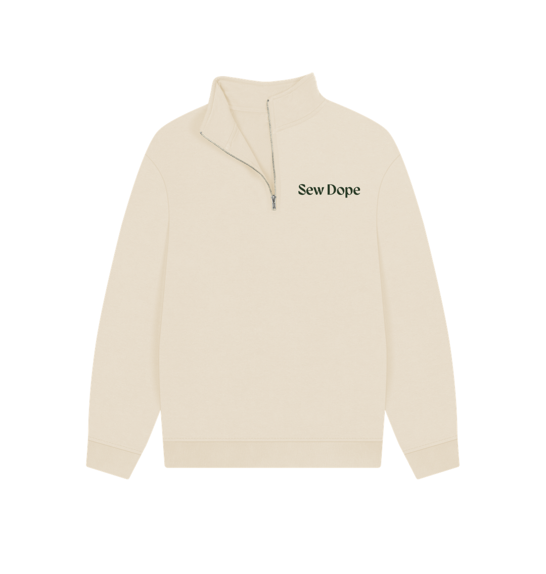 Sew Dope Quarter-Zip Oat Printed Sweater Front Elevated Sustainable Comfort